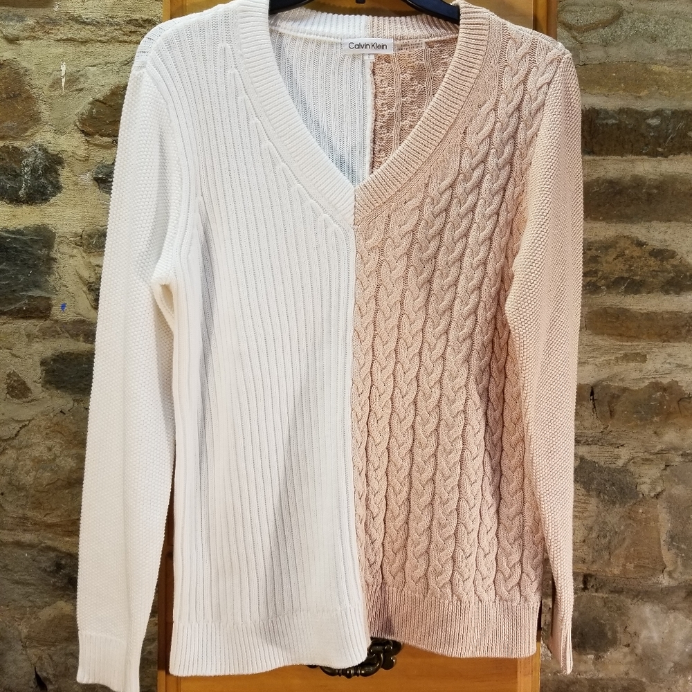 Brand New Calvin Klein Pink & White Sweater